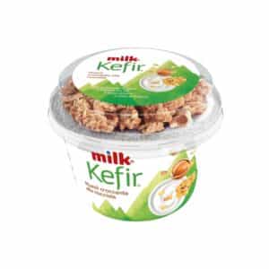 Milk kefir yogurt with muesli and hazelnut