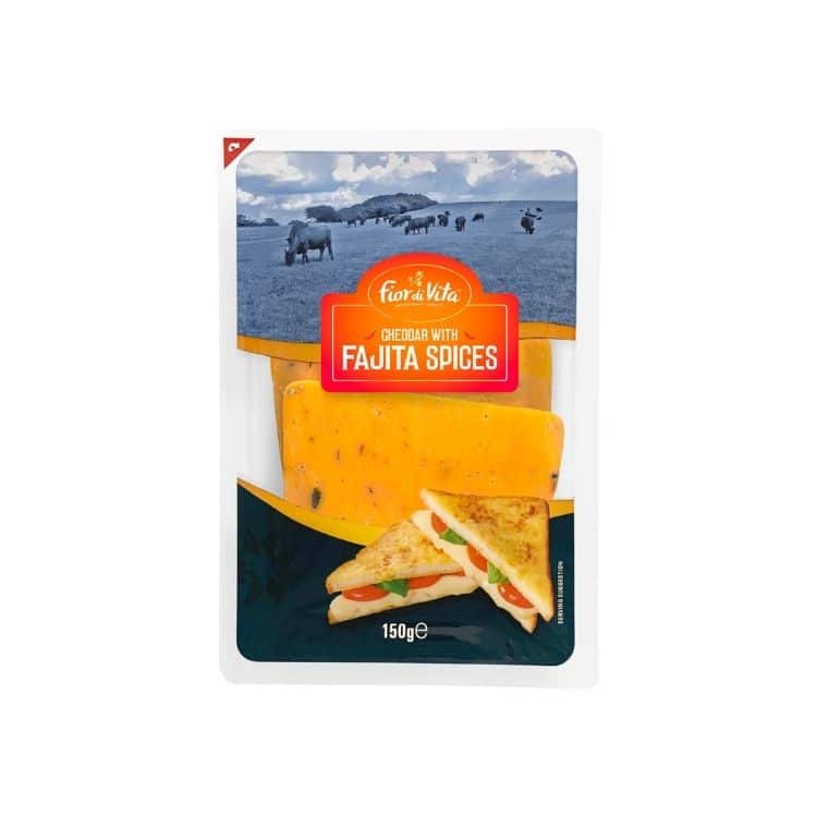 Image of Fior Di Vita Fajita Spices Cheddar Cheese Slices – 150g